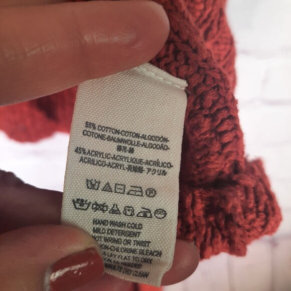 Free People Womens Oversized Cropped Knit Sweater Red Brick - Picture 8 of 12